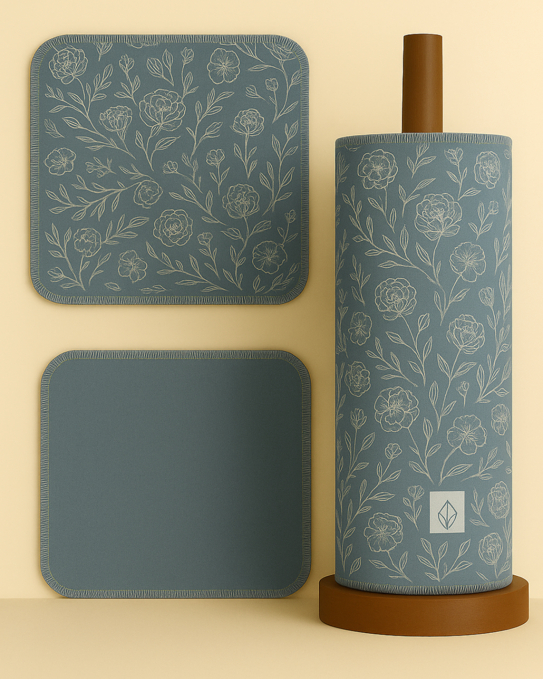 Herbruikbare katoenen keukenrol - Blue Rose